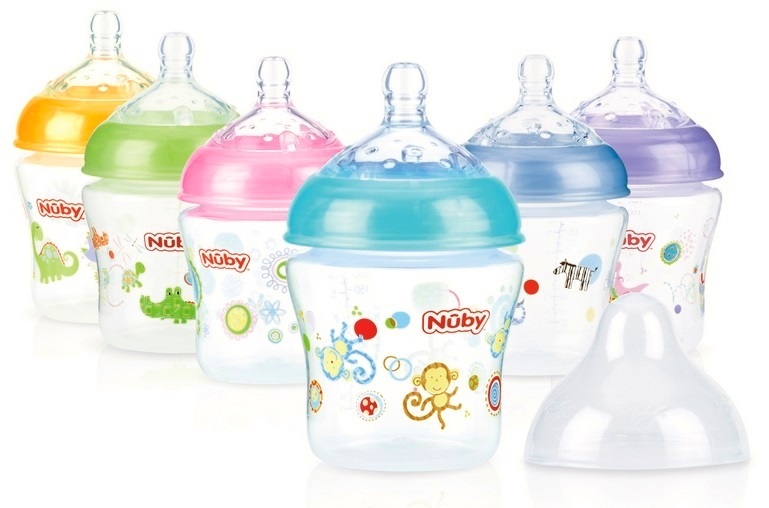 NUBY 180ML PRINTED BOTTLE WITH SLOW FLOW 1
