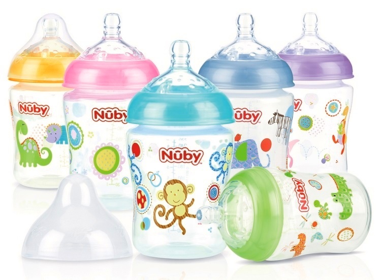 NUBY 270ML PRINTED BOTTLE WITH SLOW FLOW 1