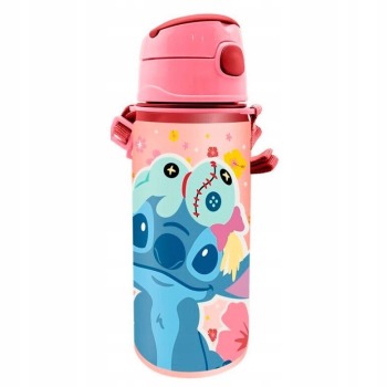 Bidon aluminiowy z ustnikiem 600ml - Różowy | Lilo & Stitch 