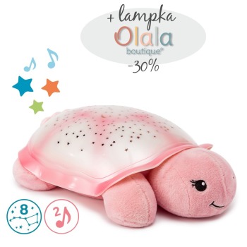 Cloud b® Twinkling Twilight Turtle™ Pink - Lampka nocna z projekcją świetlną - Żółw różowy 