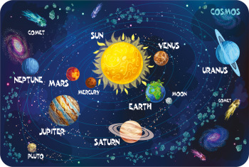 Dywan dla dzieci ultra miękki 100x150 - Kosmos - wersja angielska 