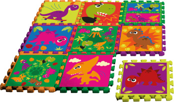 Mata piankowa, puzzle - 9 el. + torba Crazy Dino / Kids Euroswan 