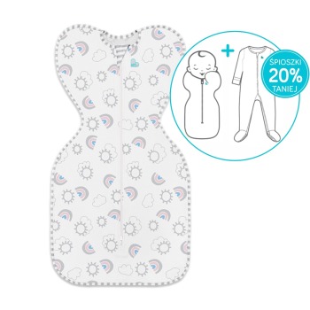 Otulacz Swaddle UP - rozmiar XS - biały, tęcza - ETAP 1 Original 