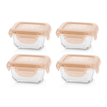 Pojemniki szklane kwadratowe ECO-friendly 4x160ml - Królik 