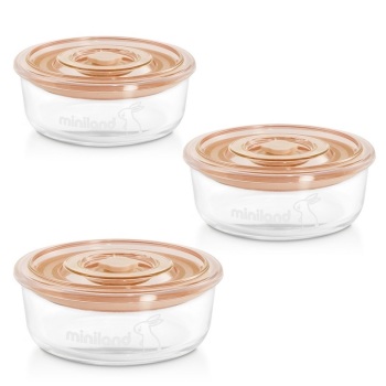 Pojemniki szklane okrągłe ECO-friendly 3x300ml - Królik 
