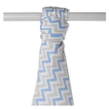 Ręcznik bambusowy XKKO BMB 90x100 - Baby Blue Chevron 