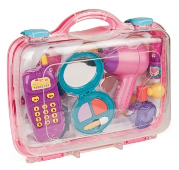 Zabawkowy zestaw kosmetyczny w walizce - salon urody 