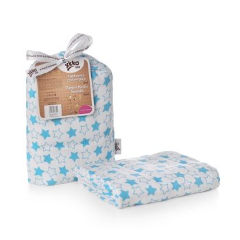 Bambusowy muślinowy otulacz XKKO BMB 120x120 - Little Stars Cyan