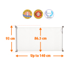 Bramka zabezpieczająca dla dzieci Roll Up W:140cmxH:86,5cm - biała (karton szary)