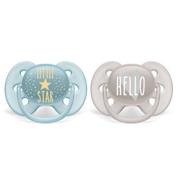 Smoczek uspokajający Ultra Soft Boy 6m+ little star/hello - 2 szt