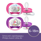 Smoczek uspokajający Ultra Air Girl 6m+ słoń/pingwin - 2 szt