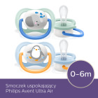 Smoczek Uspokajający Ultra Air Boy 0m+ słoń/pingwin - 2 szt