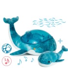 Cloud b® Tranquil Whale™ Blue Family - Lampka z projekcją świetlną i grzechotką -Wieloryb niebieski