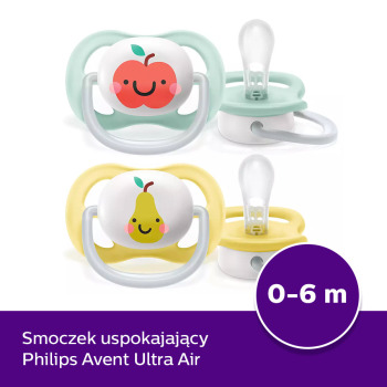 Smoczek uspokajający Ultra Air Girl 0m+ jabłko/gruszka - 2 szt