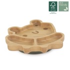 Drewniany talerzyk z przyssawką i przegródkami do karmienia metodą BLW ECO-friendly - Żabka