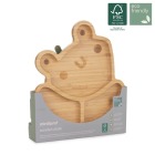 Drewniany talerzyk z przyssawką i przegródkami do karmienia metodą BLW ECO-friendly - Żabka