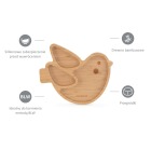 Drewniany talerzyk z przyssawką i przegródkami do karmienia metodą BLW ECO-friendly - Ptaszek