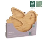 Drewniany talerzyk z przyssawką i przegródkami do karmienia metodą BLW ECO-friendly - Ptaszek