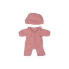 Ubranko dla lalki 38 cm - Różowa piżama z czapeczką