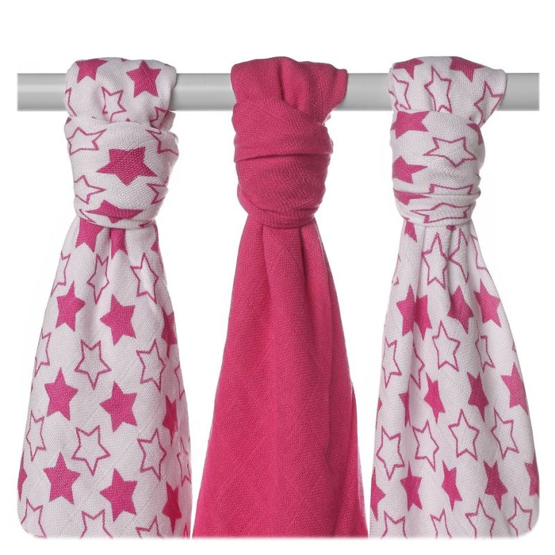 Bambusowe pieluchy XKKO BMB 70x70 - Little Stars Magenta MIX 1