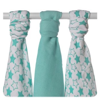 Bambusowe pieluchy XKKO BMB 70x70 - Little Stars Turquoise MIX 1