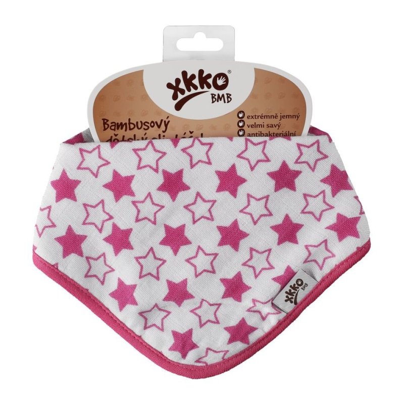Bandanka bambusowa XKKO BMB - Little Stars Magenta 1