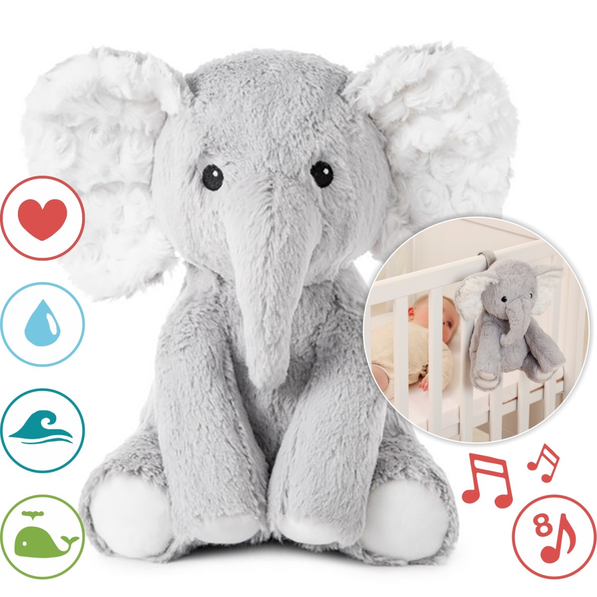 Cloud b® Elliot Elephant™- Szumiący Słoń z pozytywką 1