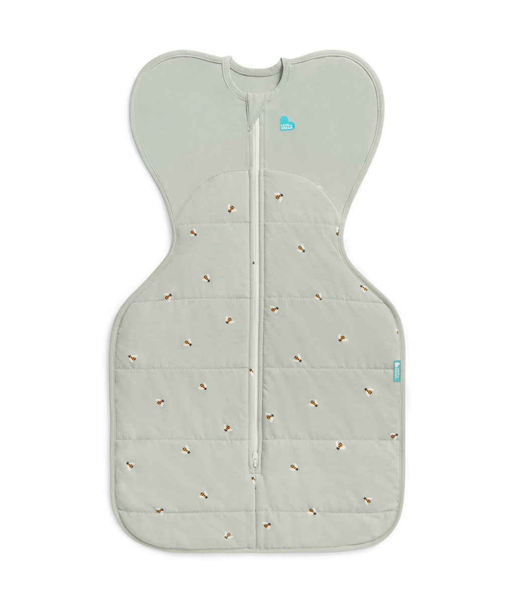 Otulacz Swaddle UP - pikowany rozmiar S - oliwkowy pszczółki - ETAP 1 - TOG 2.5 1
