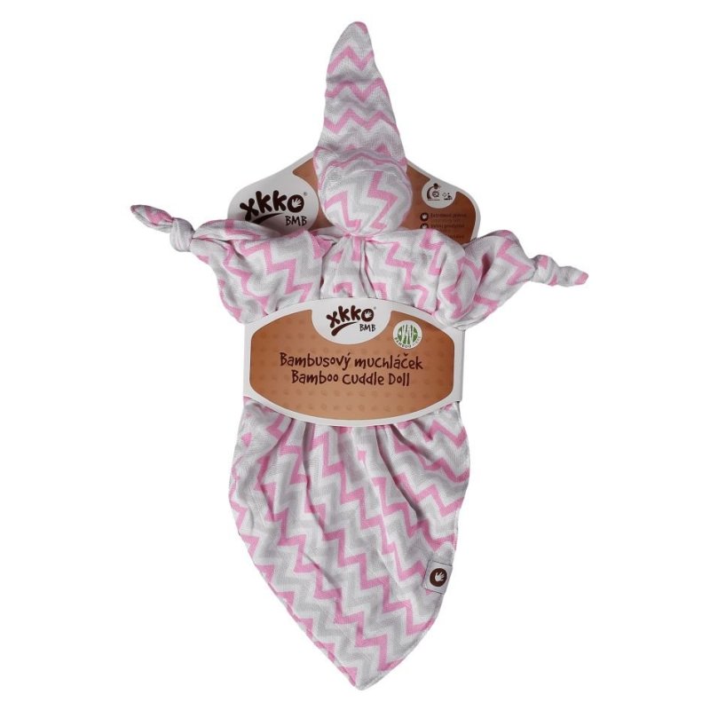 Przytulanka bambusowa XKKO BMB - Baby Pink Chevron 1