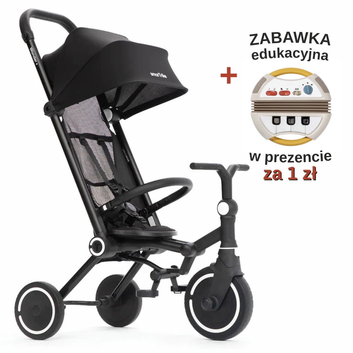 Rowerek z funkcją wózka - Wonder PLUS - czarny 1