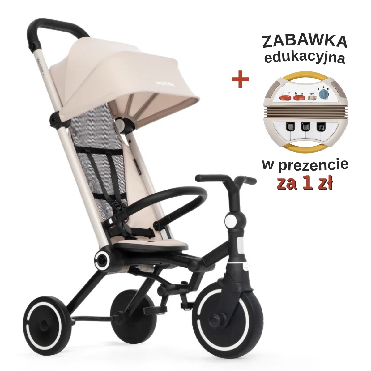 Rowerek z funkcją wózka - Wonder PLUS - piaskowy 1