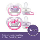 Smoczek uspokajający Ultra Air Girl 0m+ motyl/I love mama - 2 szt 2