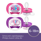 Smoczek uspokajający Ultra Air Girl 6m+ balon/I love pappa - 2 szt 2