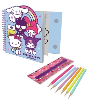 Zestaw kreatywny piórnik kredki naklejki | Hello Kitty 