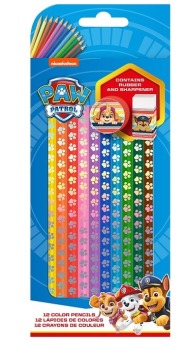 SET PENCILS 12 COLOURS PAW PATROL 